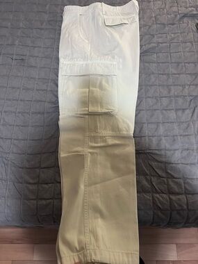 Zara Men's Beige Cargo Pants with Utility Pockets